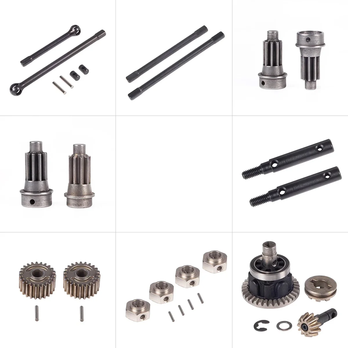 Hardened Steel Front Rear Axle Drive Shaft Differential Gear Kit Suite 12mm Adapter for 1/10 RC Crawler Car TRX4 TRX-4 Upgrade