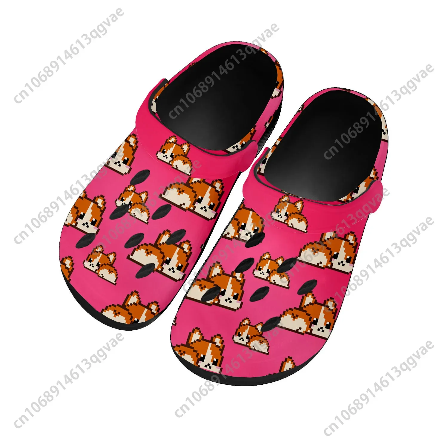 

Corgi Butt Cute Cartoon Home Clogs Custom Water Shoes Mens Womens Teenager Shoe Garden Clog Breathable Beach Hole Slippers Black