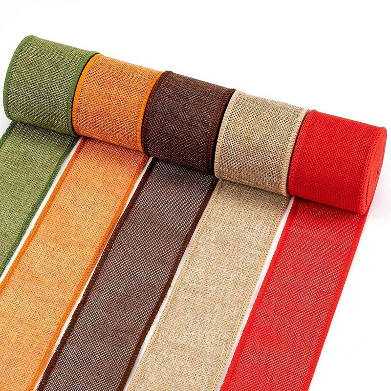 3M/Roll Burlap Ribbon 6cm Colorful Natural Jute Ribbon Jute Fabric Trims Ribbon for DIY Christmas Wrapping Crafts Wedding Decor