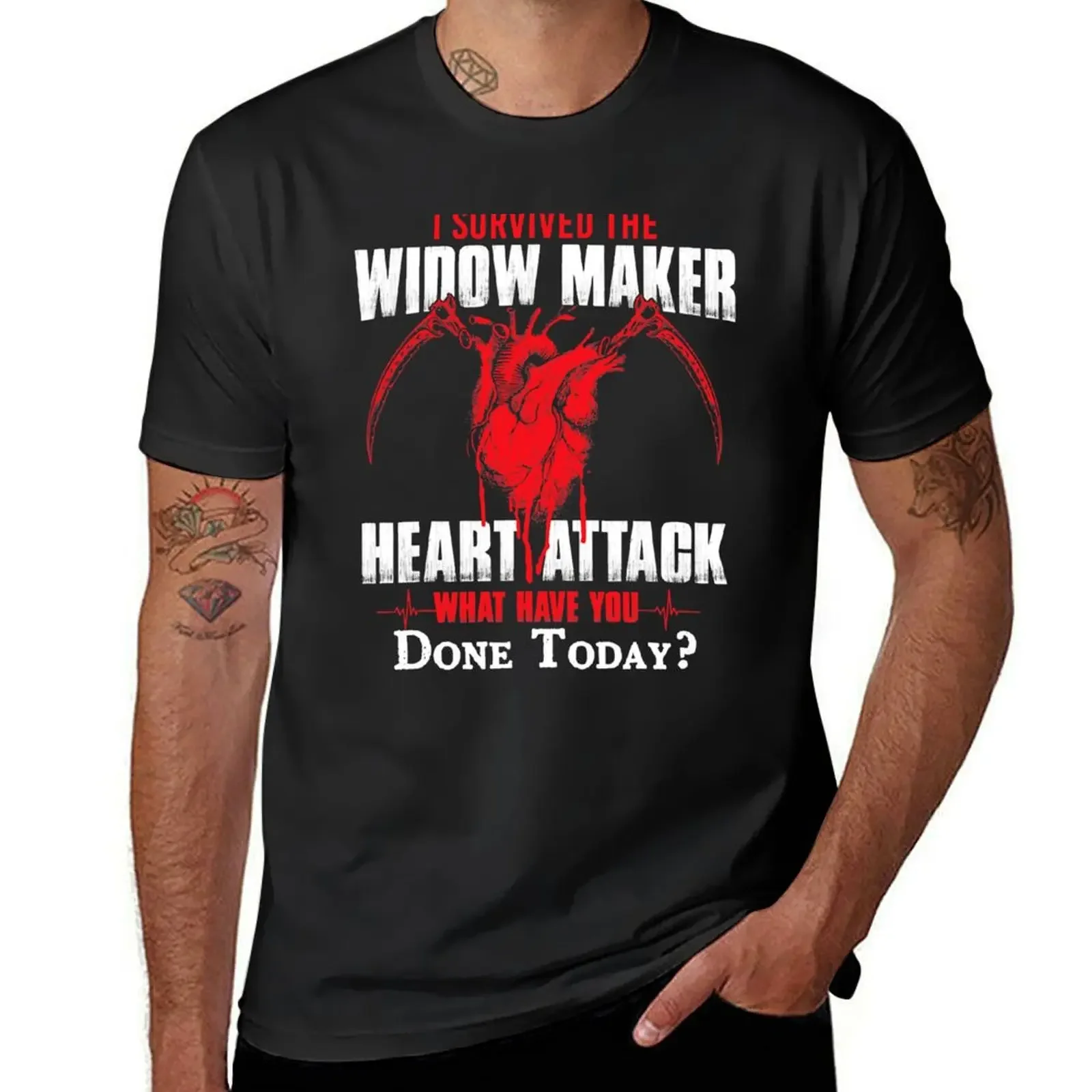 I Survived The Widow Maker Heart Attack Survivor Recovery T-Shirt anime t shirts vintage anime shirt plain mens t shirt graphic