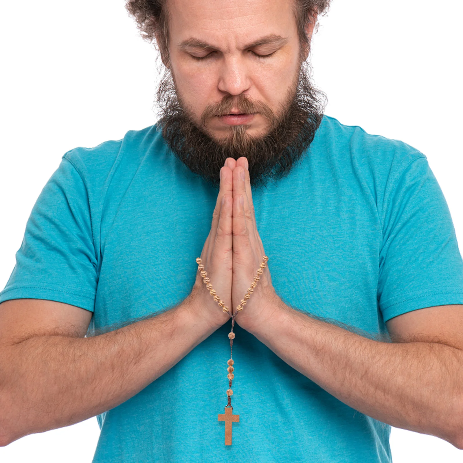 قلادة صليب من الخرز التقليدي مكونة من قطعتين، مصنوعة يدويًا، أنيقة وعصرية، مثالية للارتداء اليومي وتجلب الانتباه