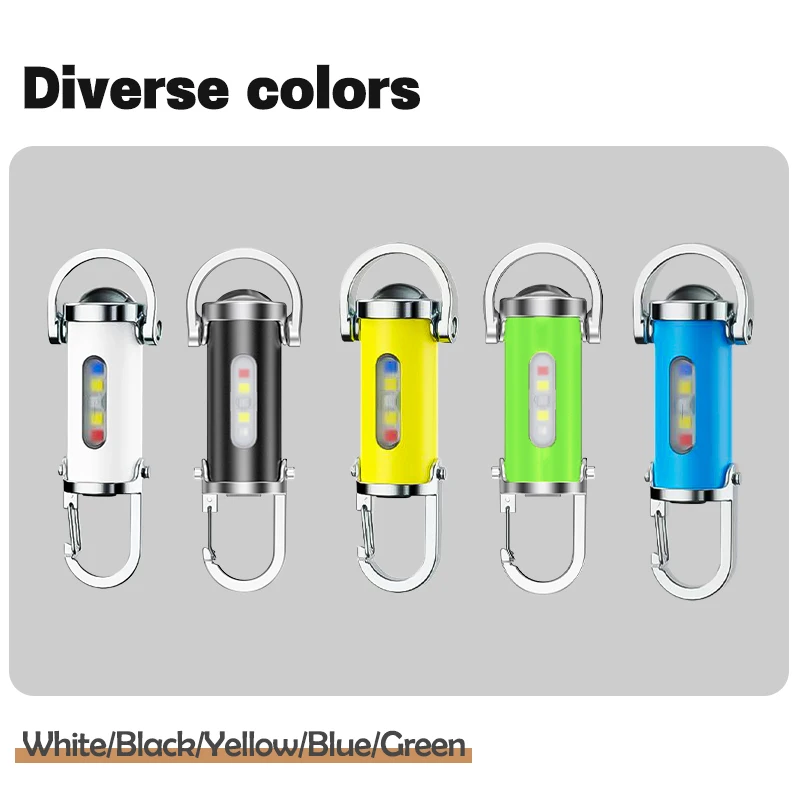 多機能防水ミニLED懐中電灯 - ハイキング、キャンプ用高輝度ビーム付きUSB充電式キーホルダースポットライト
