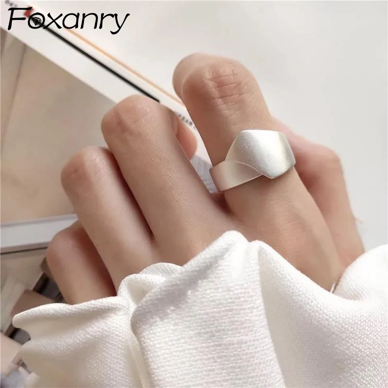 Foxanry Irregular Geometric Scrub Ring For Women Couple Creative Design Simple Personality Fashion Classic Birthday Jewelry Gift