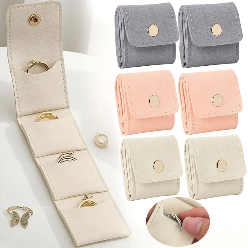

4 Compartments Mini Jewelry Storage Bag Portable Foldable Jewelry Bag Earrings Necklace Organizer Travel Jewelry Storage Case