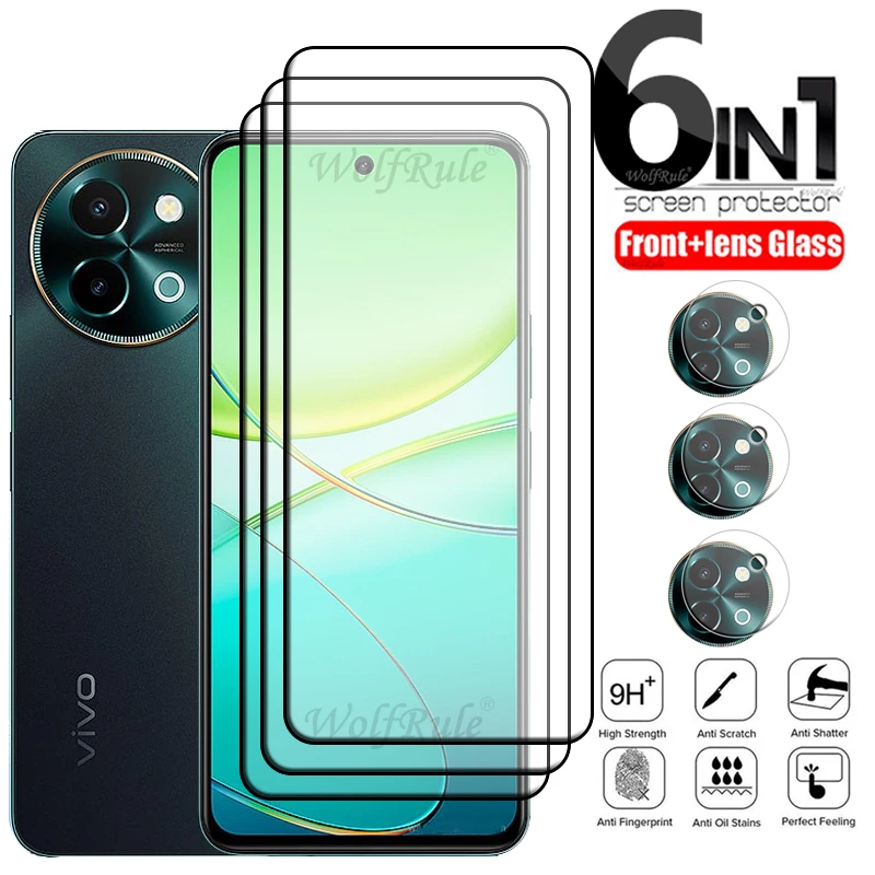 

6-in-1 For Vivo Y38 Glass For Vivo Y38 Tempered Glass Full Cover Glue Protective HD 9H Screen Protector For Vivo Y38 Lens Glass