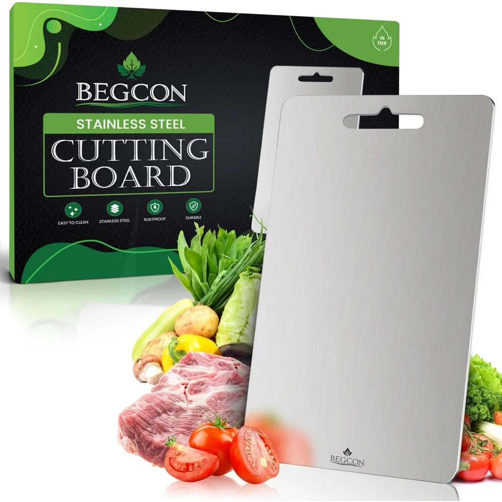 

Stainless Steel Cutting Boards for Kitchen - 304 Stainless Steel Food Grade, Double-Sided Non Toxic Cutting Board, Metal Choppin
