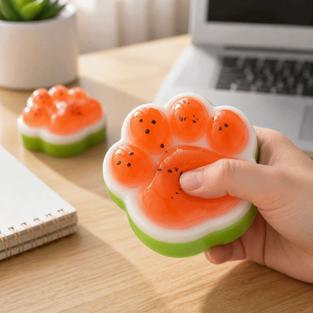 Cat Paw Watermelon Stress Reliever​​ Cream Slime Slow Rebound Anti-stress Squeeze Squeezable Decompression