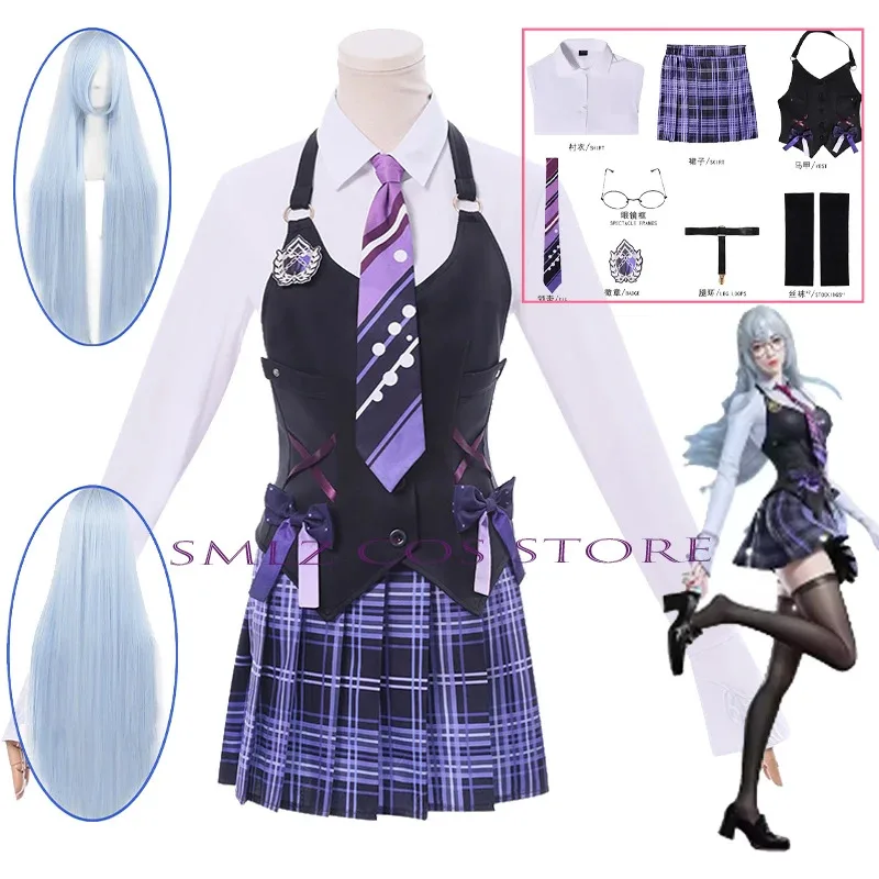 

Tarka Ji Cosplay Game Naraka: Bladepoint Costume Girl JK School Uniform Skirt Top Wig Suit Halloween Party Outfit for Woman