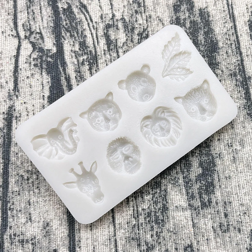 Bear Elephant Lion Deer Leopard Head Leaf Silicone Sugarcraft Mold Chocolate Cupcake Baking Fondant Cake Decorating Tools