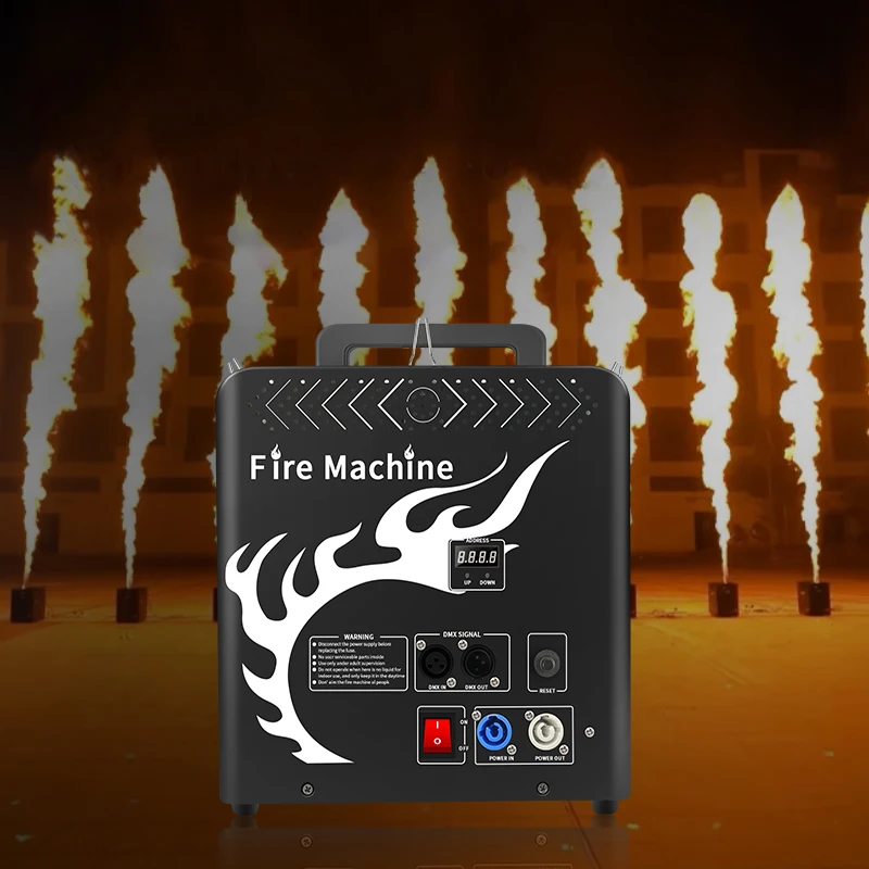 Macchina del fuoco a tre teste 330W professionale effetto speciale DMX512 controllo Stage Lighting lanciafiamme per DJ Disco Wedding Party