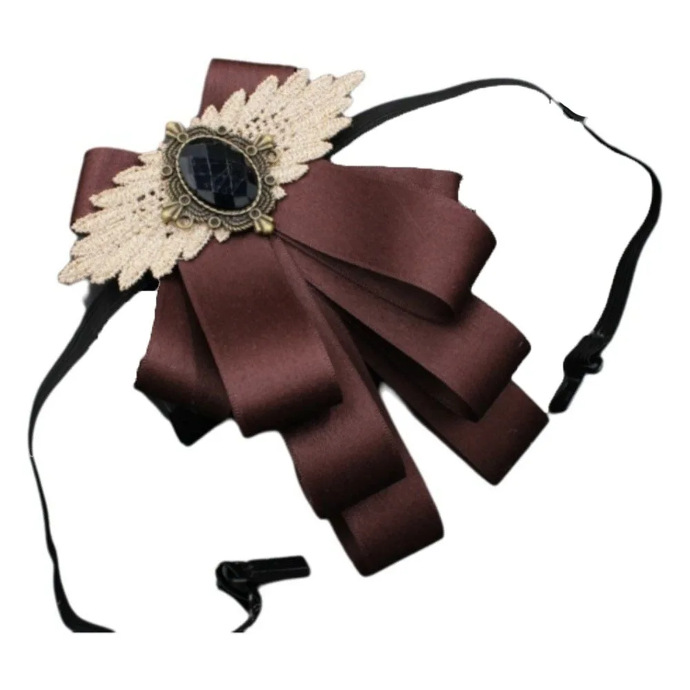 

Solid Color Rhinestone Collar Flower British Style Adjustable Gentleman's Bow Tie Collar Cravat Bowtie Men's Suit Accessory