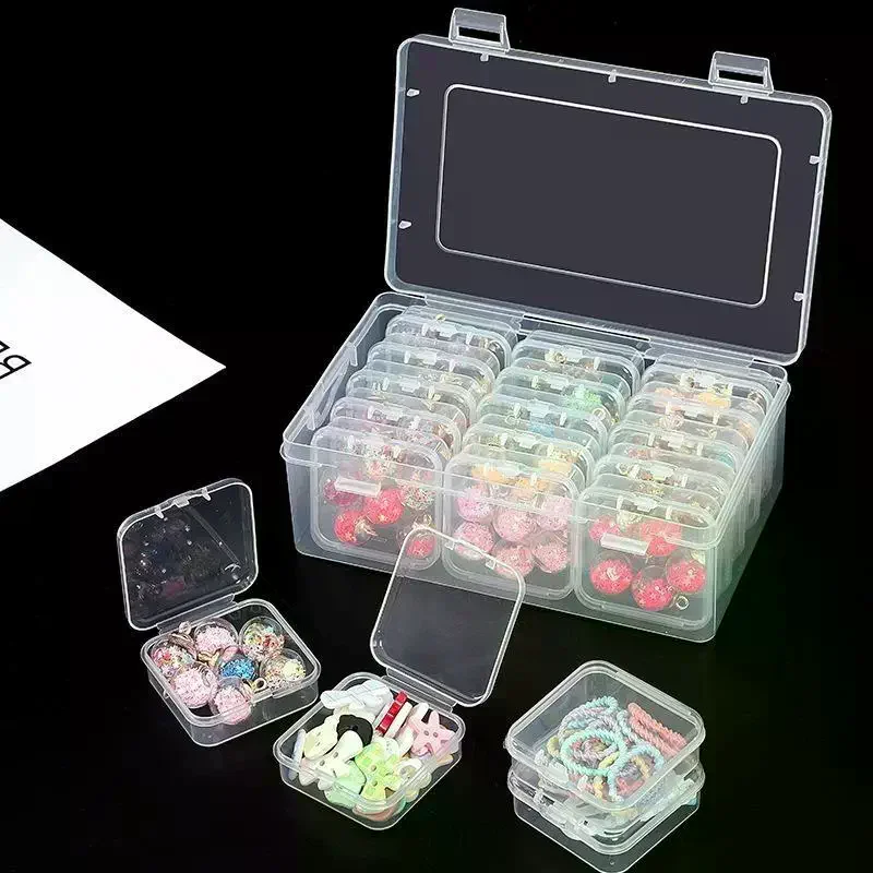 Transparent Plastic Bead Organizer Box Small Grid Storage Case With Lid Clear Jewelry Container For Pearls Crafts DIY