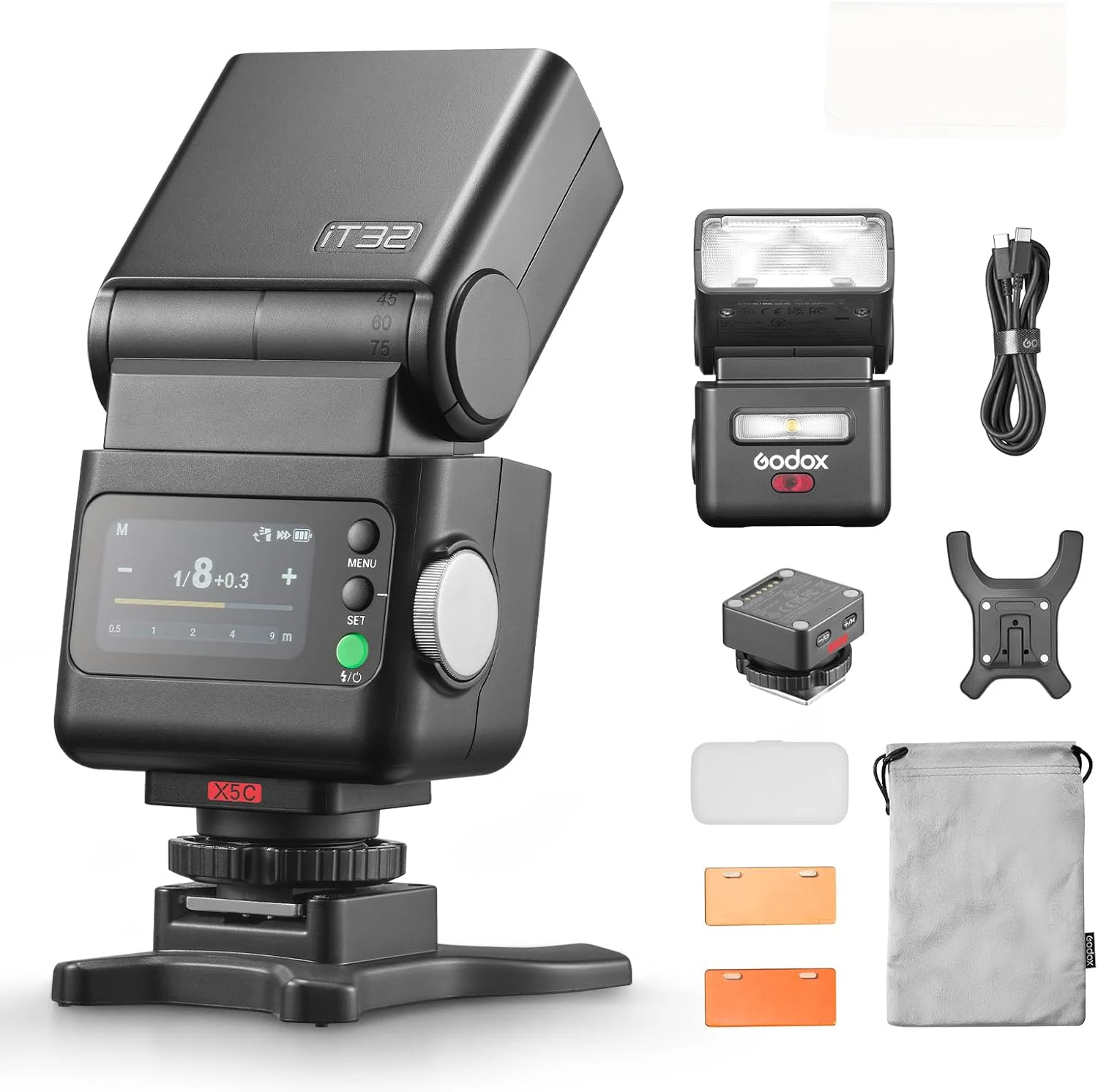 Flash Godox iT32 para Cámara, Speedlite con Batería Integrada, Disparador Inalámbrico Magnético TTL de 2.4GHz X5 para Canon, Nikon, Sony, Fujifilm
