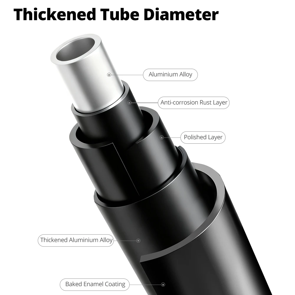 AMBITFUL  GM08 Extension Arm With Heavy-Duty Clamp 1/4'' 3/8'' Screw 360° Horizontal Rotation Extension Arm 143.5cm 2kg Max Load