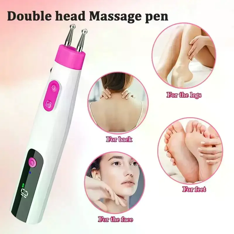 

Multifunctional Electric Double-head Massage Pen Intelligent Meridian Pen Type-C Fast Charging 10 Gears Adjustment For Neck Back
