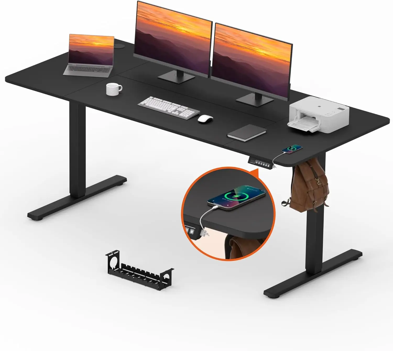 

71x31 Inches Height Adjustable Standing Desk with Cable Management, Home Office Computer Desk with Memory Preset
