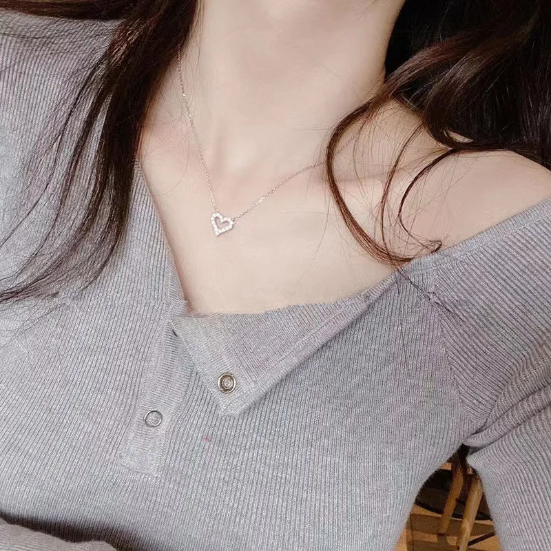 Collier pendentif en forme de cœur pour femme, bijoux de tempérament, clavicule, cadeau de fête d\'anniversaire, mode coréenne
