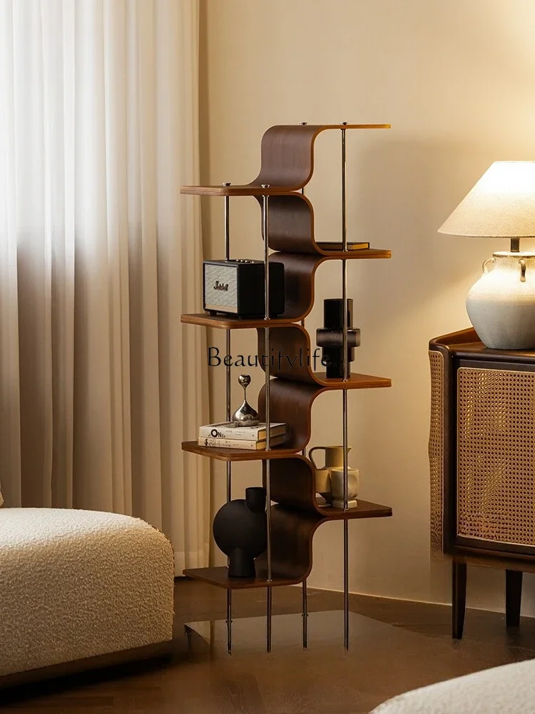 

Напольная полка из массива дерева, угловая простая книжная полка для гостиной