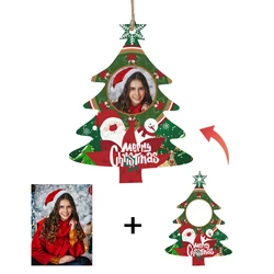 Personalized photo decorations, custom Christmas tree wooden pendants, holiday party DIY gifts, winter party decorations