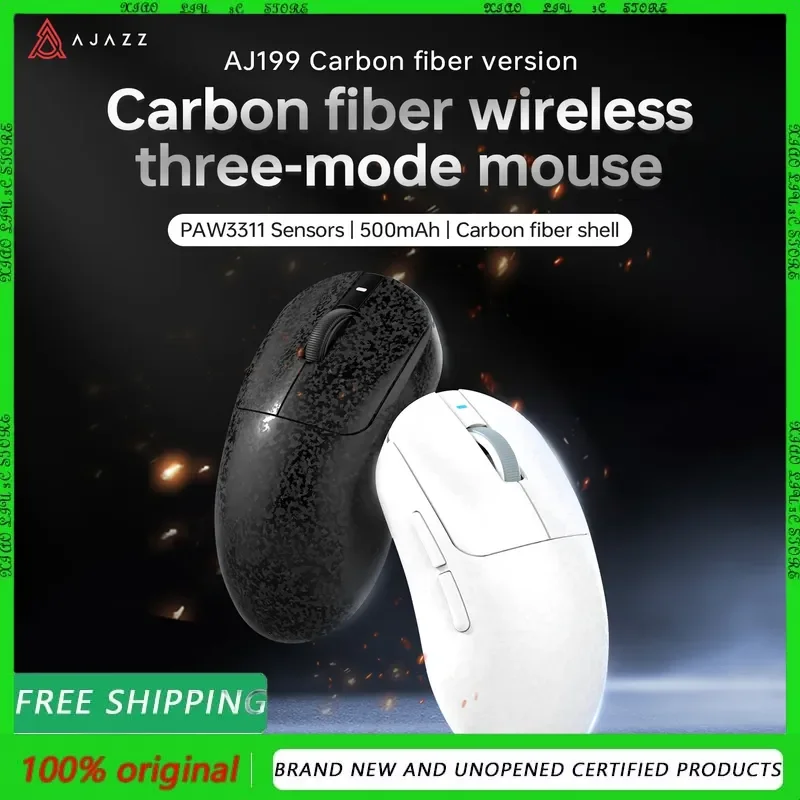 

AJAZZ AJ199 Wireless Gaming Mouse 24000DPI PAW3311 Lightweight Carbon Fiber Bluetooth/Wired Mice for PC Laptop Gamer