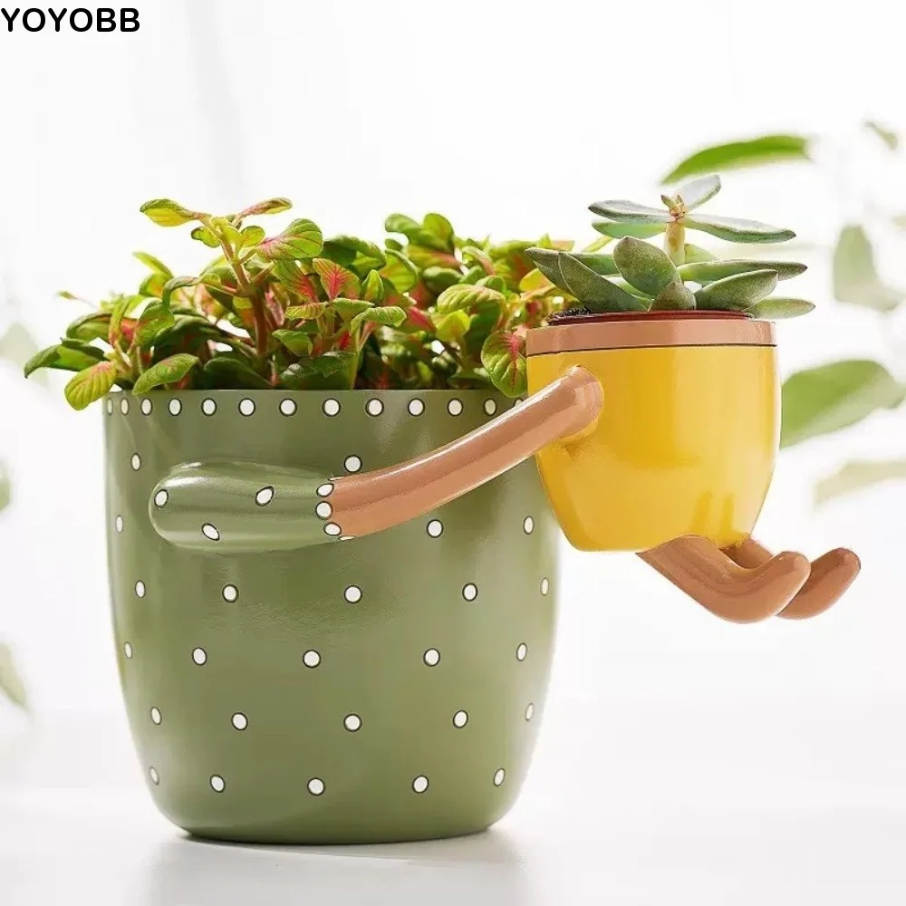 Plant Parent Pot - Resin Parent-child Flowerpot with Drainage Holes