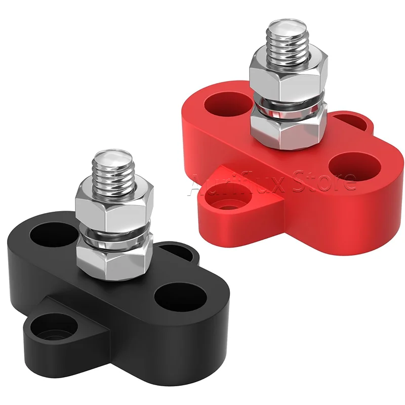 

Bus Bar 12V 250A Power Distribution Block Red/Black Single Stud Battery Post Junction Block for Marine Automotive Car Boat ﻿