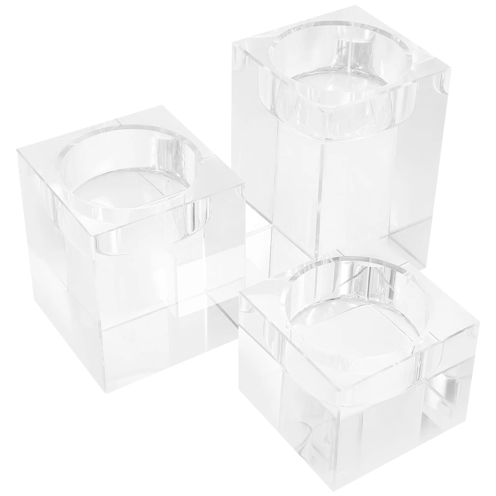 

3 Pcs Tea Light Holder Glass Crystal Centerpiece Table Decorations Tealight Home Candles Holders Clear Festive Cute