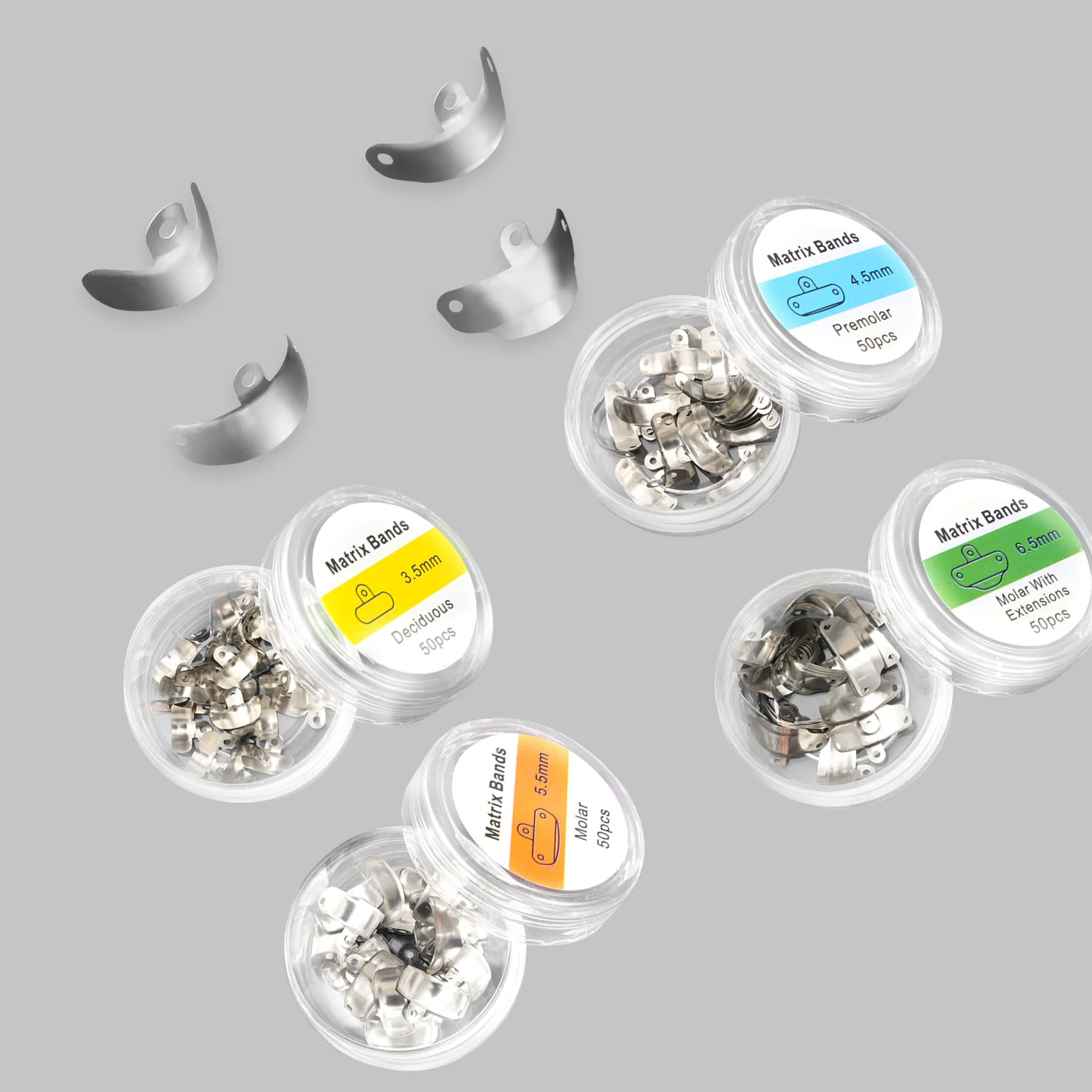50PCS/Box Dental Metal Matrices Sectional Contoured Matrix Refill Forming Sheet Resin Clamping Seperating Ring Dentistry view 6