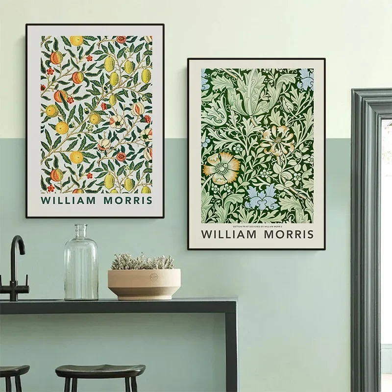1pc frameless Canvas Painting Modern William Morris Garden Flower Poster Vintage Botanical Floral Art Nouveau Canvas Painting Wa