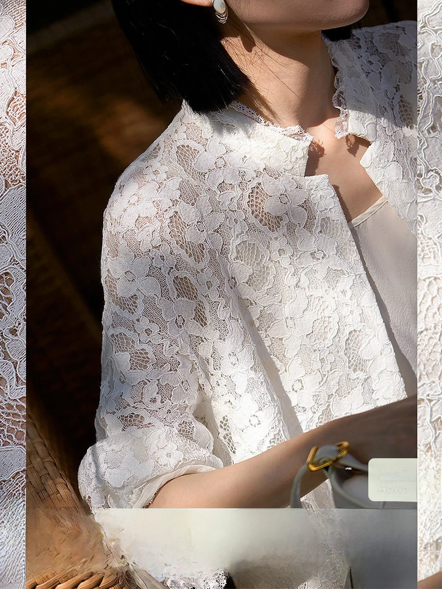 

Женское пальто Xhange Весна 2026 с вышивкой, из шелковой органзы и кружева, с цветочным узором Cloud Sea, приталенное, с длинными рукавами