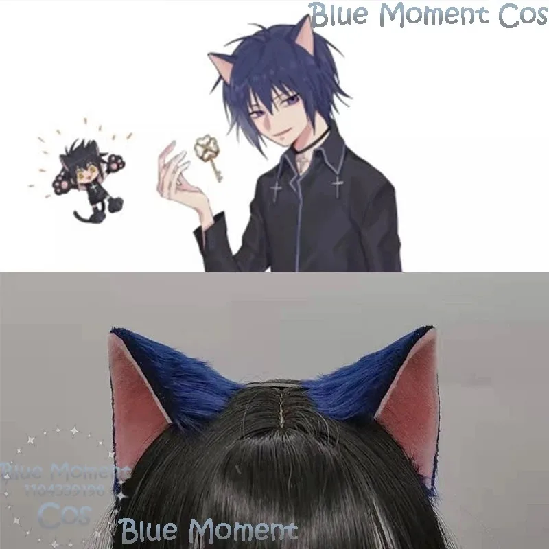 DY20 Tsukiyomi Ikuto Anime Shugo Chara Cosplay Rekwizyt Niebieski Kot Uszy Zwierzęce Ogon Zestaw Futrzany Męski Halloween Party Play Roleplay Customi