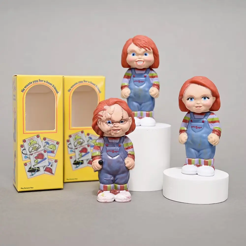 3個セット 映画の小道具 チャッキー ホラー スリラー 3種類のスタイル 立っているフィギュア 箱入り アクションフィギュア コレクタブルトイ デスクトップオーナメント モデル ギフト