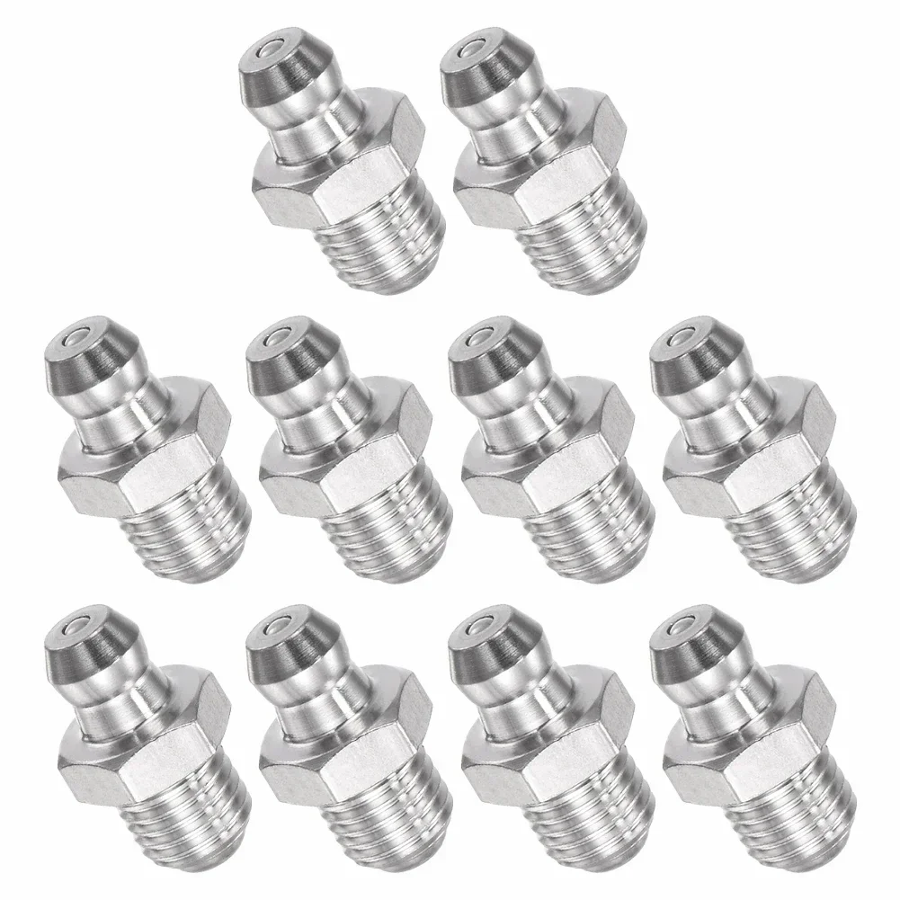 10 Pcs 201 Stainless Steel Straight Hydraulic Grease Fitting M6 X 1mm Thread Kit Height Grease Nipple Machine Tool Supplies