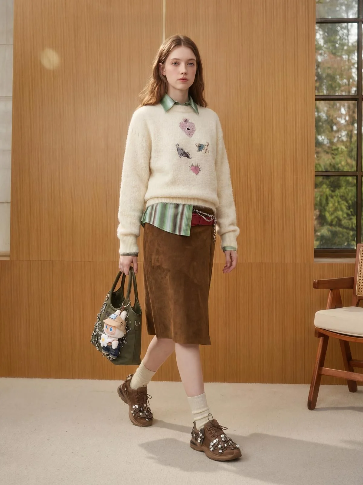 

Мягкий женский вязаный свитер, осенняя новинка, с вышивкой, повседневный, удобный топ от Yu Huazun