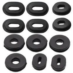 12Pcs/Set Motorcycle Body Side Cover Black Rubber Grommet Fairing Washer Bolts Fixed Rubber Ring Motorcycle Exterior Accessories