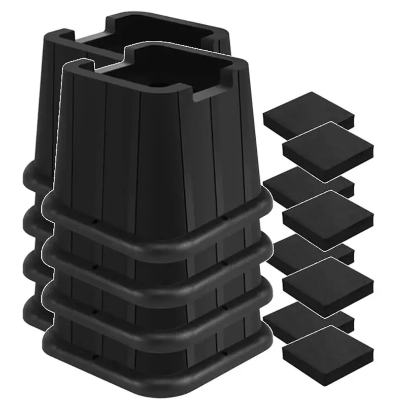 A60F-Bed Risers Heavy Duty, Adjustable Furniture Risers For Bed, Sofa, Table, Chair, Support Up To 1500 Lbs Set Of 8