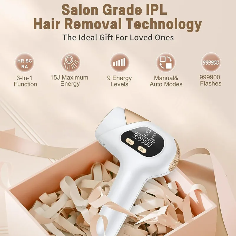 IPL Laser Hair Removal 3-in-1 9 Levels 999900 Flashes depilador for Face Armpits Arms Bikini Line Legs Home Epilator Women Men