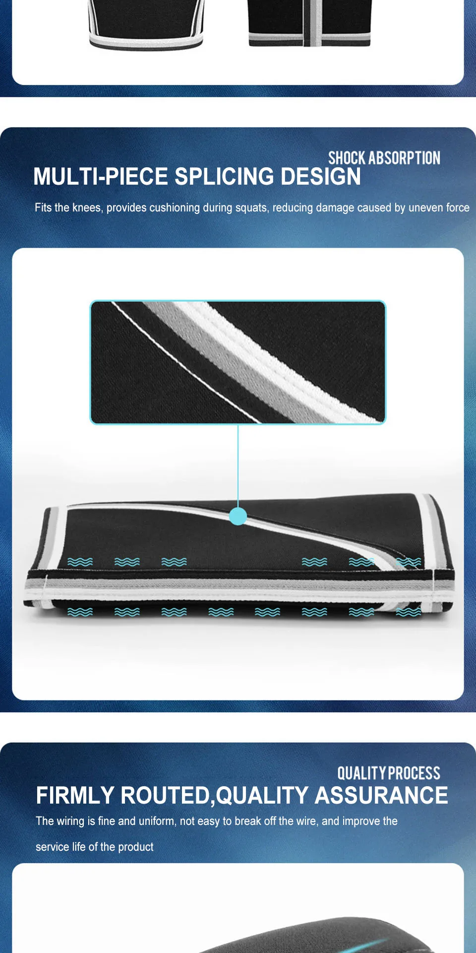 AOLIKES Gym Kniestrümpfe für Männer und Frauen (Paar) | 7 mm dicke Neopren-Kompressions-Kniebandagen | Für Kniebeugen, Gewichtheben – Detail 8
