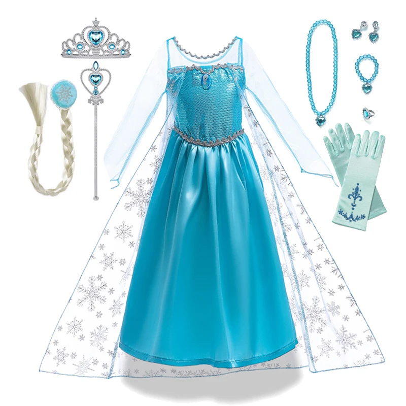 Girls Snow Queen Elsa Kids Costumes For Girl Carnival Party Prom Gown Robe-Playing Children Clothing Frozen Princess Dress 2-10Y