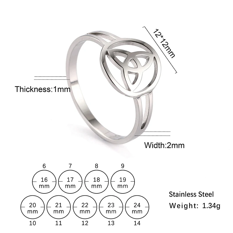 Witch's Irish Knot Ring für Frauen Edelstahl Irland Keltische hohle Fingerringe Neue Hexerei Amulett Schmuck Geburtstagsgeschenk – Detail 13