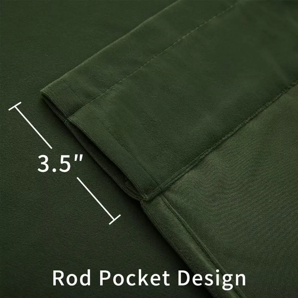 럭셔리 다크 올리브 벨벳 커튼, 120 길이, 암막 단열 패널, 거실/침실용 부드러운 암막 커튼