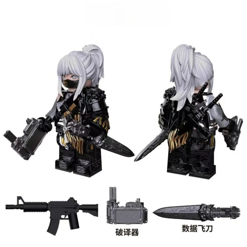 Figurenmodell als Schreibtischdekoration, Mini-Agent DIY-Montage-Spielzeug, Tintenwasch-Wolkenmuster Militärstil-Soldaten-Bausteine – Detail 3