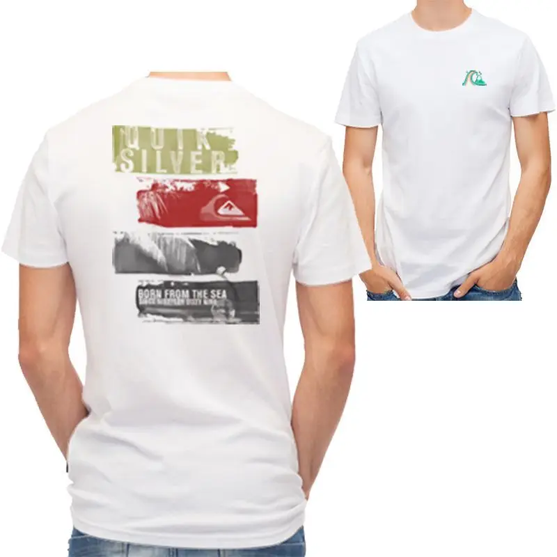 Quiksilver nueva camiseta de moda de algodón puro, Top de moda para hombres, cuello redondo, suelta, pantalón corto informal de manga para hombres, media manga