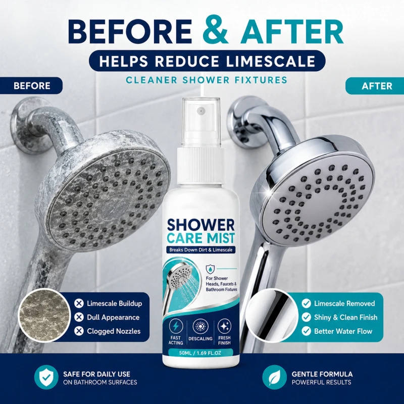 Shower Care Mist 100ml Remover Spray For Shower Head Faucet Bathroom Fixture Cleaner Dissolve Mineral Deposit Restore Water Flow