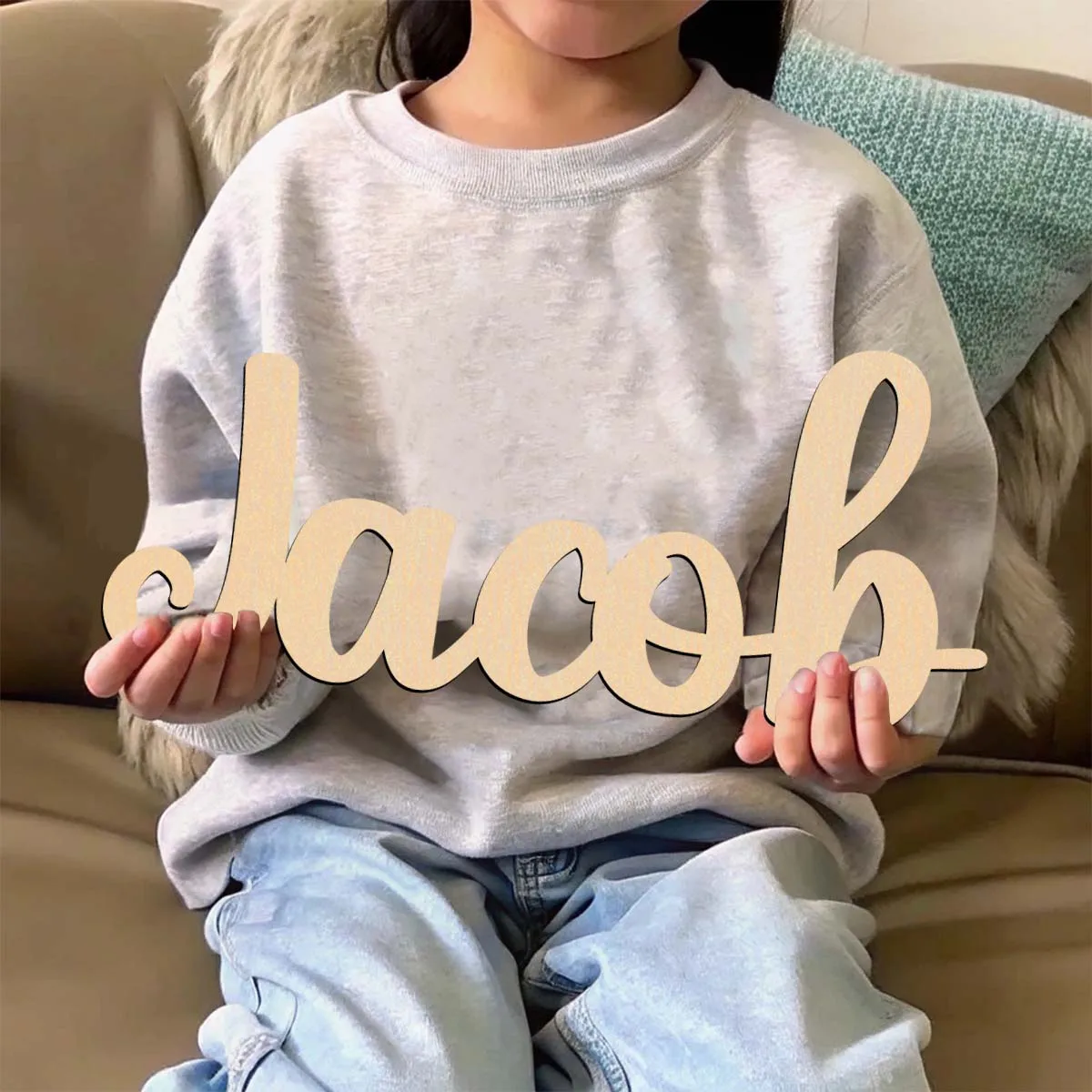 1pc Funny jacob example Customized Name Wooden Plaque Laser-Cut Sign Wood Material Wooden Sign Unique Bedroom Decor