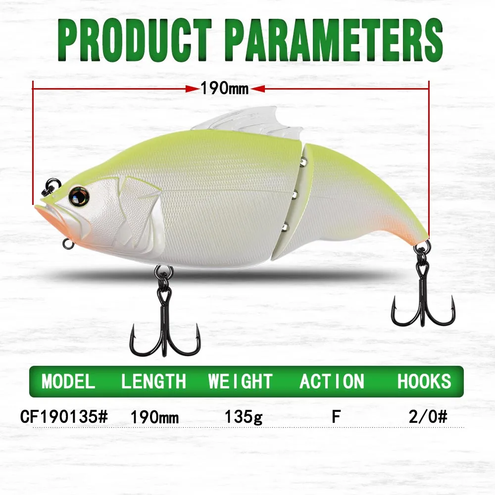 CF Lure Fishing Lure Floating Swimbait 190mm 135g Color 17 Vibration Lipless Lure Hard Baits Crankbait Jointed Fishing