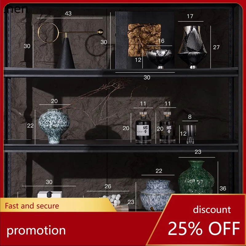 CZ High-End Tea Room Open Grid Combination Study Room Vintage Style Ceramic Decorative Ornament