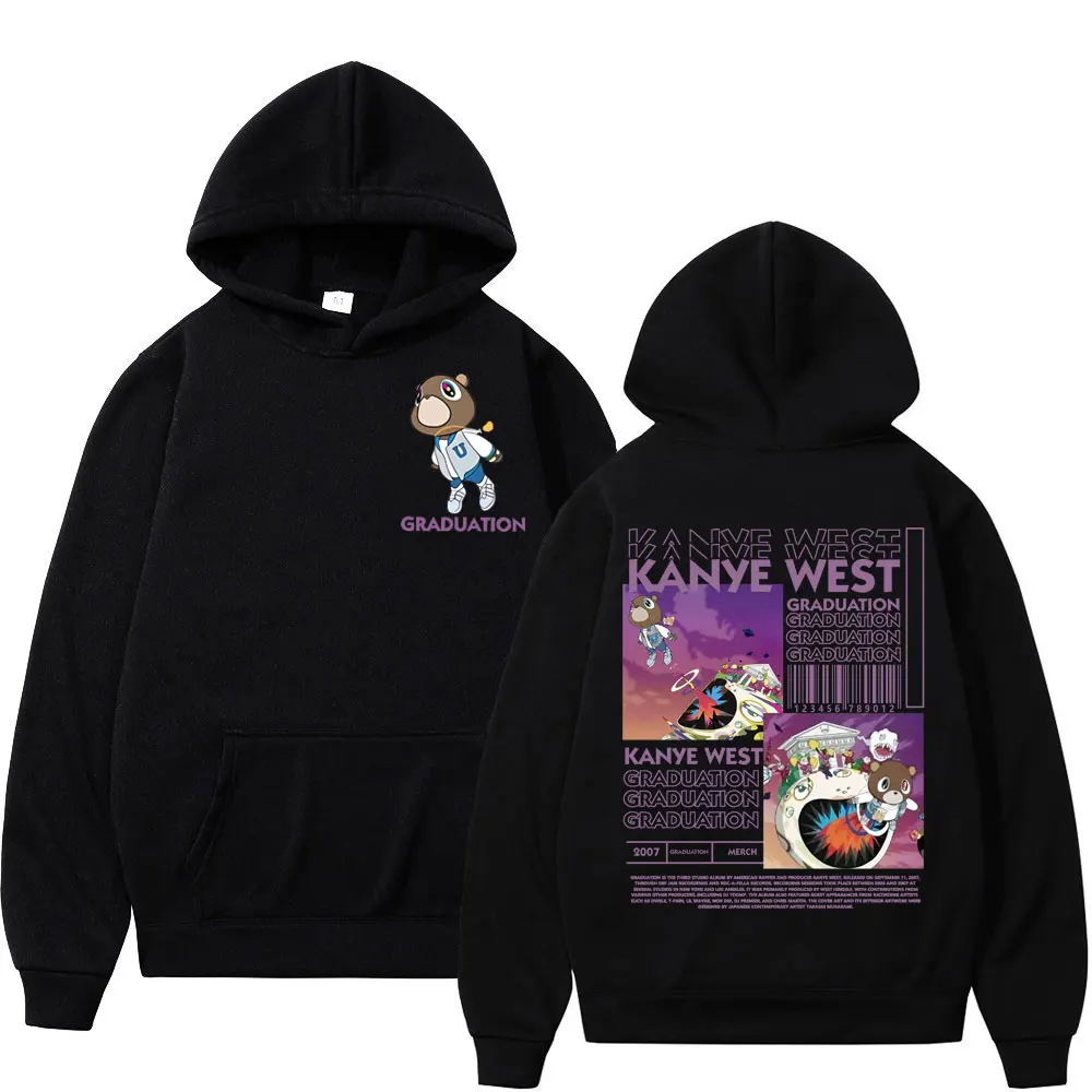 

Rapper Kanye West Graduation Double Sided Graphic Hoodie Harajuku Hip Hop Oversized Pullovers Unisex Fashion Casual Sweatshirts