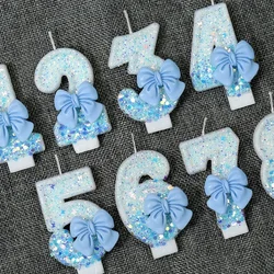 Bow Birthday Candles Number Candle Cake Candle Decoration Baby Shower Party Cake Topper Decor Anniversary Decor
