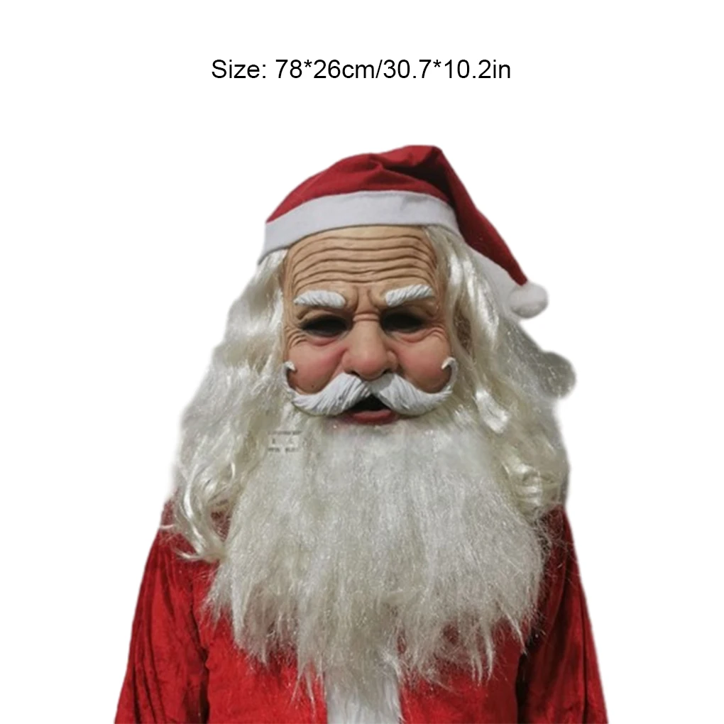 High Quality Unisex Christmas Face Mask Adults Santa Clause Latex Mask Headgear Cosplay Tools for Theme Party Ornaments